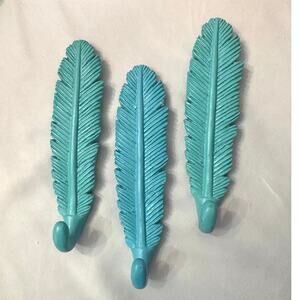 Sweet Hobby Lobby Turquoise Decorative Feather Hooks Set of 3, 6"